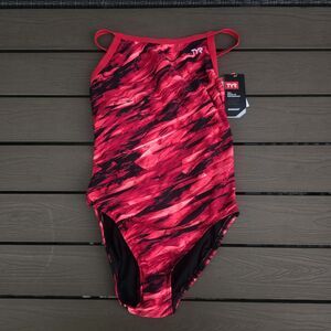TYR Women's Durafast Elite Red Vitric Diamondfit Swimsuit Size 34 New